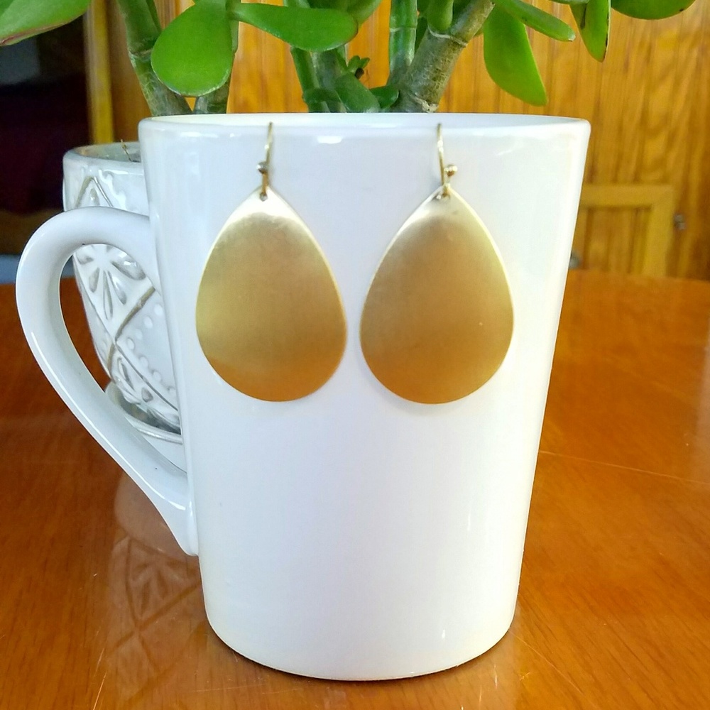 Gold tone tear drop French Wire earrings